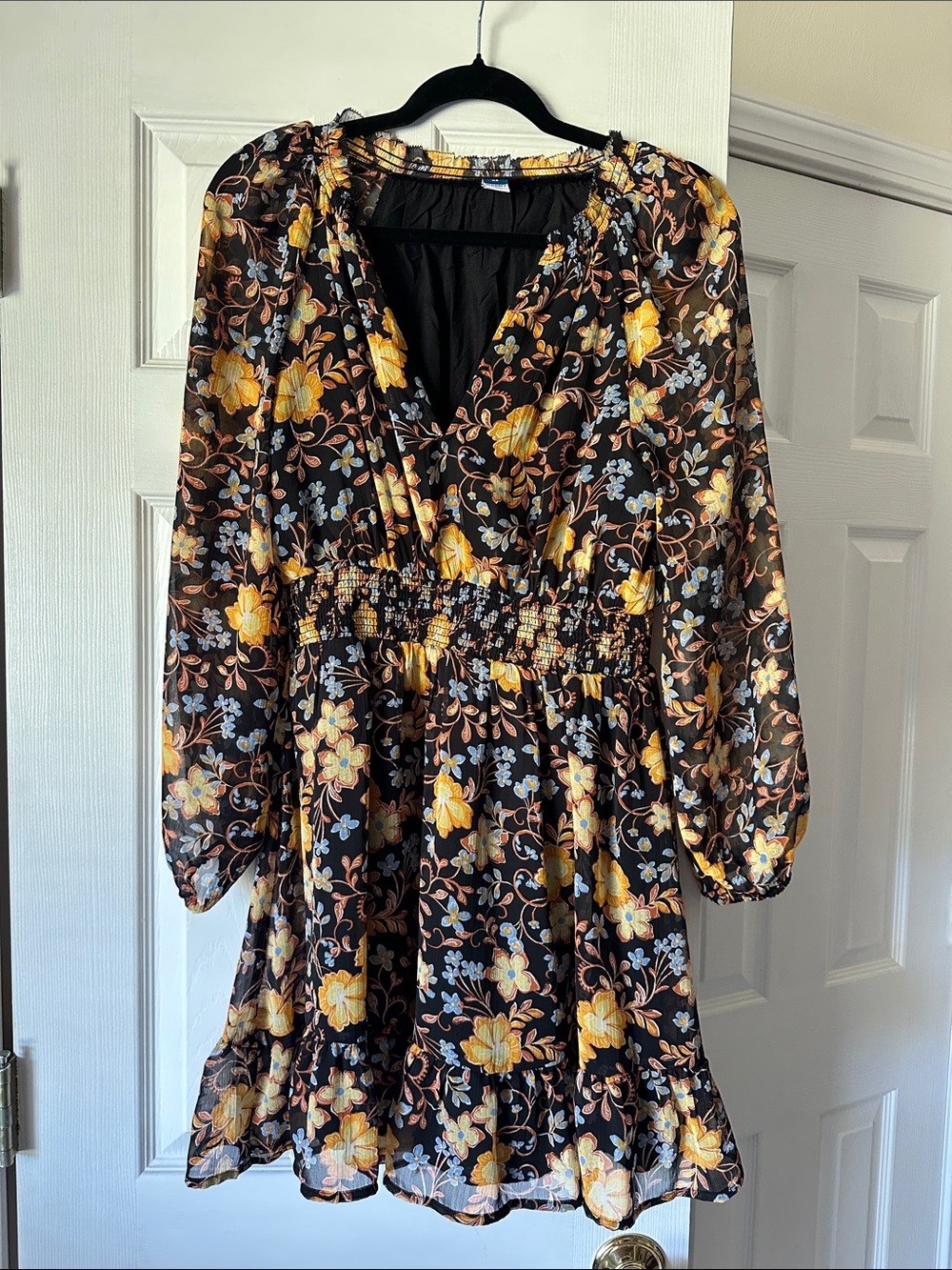 Old Navy Waist-Defined Printed Smocked Mini Dress XS